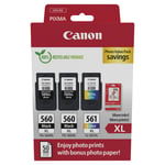 2x Canon PG560XL Black & 1x CL561XL Colour Ink Cartridge For TS5350 Printer