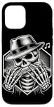 Coque pour iPhone 12/12 Pro Squelette amusant jouant harmonica joueur crâne blues musicien