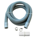 Universal Washing Machine Waste Drain Hose Extension Pipe Kit 2m & Hose Clips