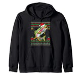 Rainbow Trout Fish Christmas Lights Santa Ugly Sweater Xmas Zip Hoodie