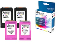 PREMIUM CARTOUCHE - 4 Cartouche compatible pour HP 62XL (x2) + 62CLXL (x2) Noir + Couleur HP DeskJet Ink Advantage 5645 Envy 5540 Series 5540 e-All-in