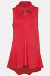 Ulla Popken Femme Grandes Tailles Gilet en Molleton, Ligne A, col Montant, Coutures viennoises, Volant Salsa 50+ 810348530-50+