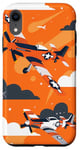 Coque pour iPhone XR Drapeau américain minimaliste orange tropical P-51 Mustang de la Seconde Guerre mondiale