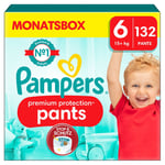 Pampers Premium Protection Pants, størrelse 6, 15 kg+, månedlig boks (1x 132 bleier)