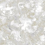 Muriva Liquid Marble Effect White Grey Gold Wallpaper Elixir Metallic Modern