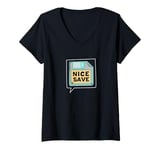 Womens Nice Save Funny Storage Drive Floppy Disk V-Neck T-Shirt