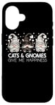 Coque pour iPhone 16 Cats & Gnomes Give Me Happiness Nain de jardin de chat