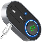 Auxiliaire Bluetooth Voiture, Lecteur MP3 avec Connecteur Bidirectionnel 3,5 mm Amovible/Microphone/Mains Libres