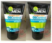 2 x Garnier Men Turbo Light Oil Control Icy Scrub Facial Foam 100ml Face Wash