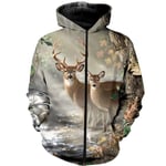 Unisex 3D Printed Hoodies,Unisex Casual Hoodied Zip Sweatshirt Deer Animal Forest Print Warmer Long Sleeve Drawstring Pocket Jacket Gift For Men Women Couple Student,4Xl