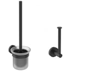 Ideal Standard Silk Black IOM Toilet Brush & Holder & Spare Toliet Roll Holder