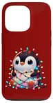 iPhone 13 Pro Christmas Penguin with Light Strings Clumsy Cute Entangled Case