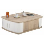 Table Basse Rectangle 80 cm Chêne - Coloris: Blanc