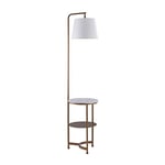 Lampadaire trépied liseuse moderne lampe sur pied blanc dorée noir avec tablette faux marbre port USB Lilah Versanora VN-L00069-EU