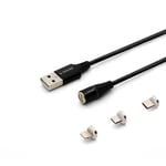 Savio CL-155 câble USB 2 m USB 2.0 USB C Micro USB A/Lightning Noir