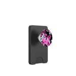 Motif de fleur d'orchidée rose et bleue sur fond noir PopSockets PopWallet pour MagSafe