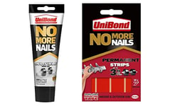 UniBond No More Nails Invisible, Heavy-Duty Clear Glue & No More Nails Permanent Strips, Adhesive Strips, Double Sided Sticky Tape for Interior & Exterior Use, Waterproof Tape, Pack of 10