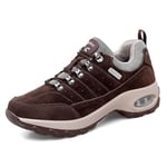 PADGENE Chaussures de Sport à Lacets, Chaussures Décontractées à Semelle Coussin d'air pour Femmes Grandes Tailles Chaussures Simples en Cuir Chaussures de Plein Air, G - Marron, 37 EU