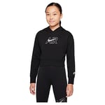 Nike Girl's Air Ft Hooded Sweatshirt, Black/White/Lt Smoke Grey, S