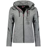 Geographical Norway, Veste Softshell Femme, Capuche détachable, modèle Truffe Lady, Existe en Taille 4 Coloris ,Gris Clair,M