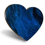 Heart MDF Coasters - Dark Blue Black Ink Art Painting Paint  #44835