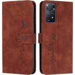 Housse en cuir PU pour Xiaomi Redmi Note 11 Pro 5G/4G - Marron - Étui magnétique avec porte-cartes et béquille