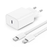 Chargeur rapide cable pour iPhone 14 13, Chargeur original USB C 20W avec câble de charge usb c vers Lightning 2m certifié apple pour iPhone 14 13 12 11 Plus Pro Max SE XR XS X 8/7/6/se/iPad