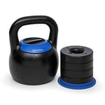 KLAR FIT Adjustabell Kettlebell réglable - poids réglable encombrement réduit, fonte,16/18 / 20/22 / 24 kg, noir/bleu