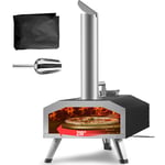 Vevor - Four a Pizza Portable 306 mm Four a Bois et a Gaz Charbon Exterieur Portable en Inox avec Pierre a Pizza Rotative Pieds Repliables Cuisson