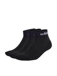 adidas Unisex 3 Pack Cushioned Linear Ankle Socks - Black, Black/White, Size Xs, Men