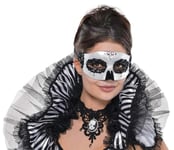 amscan Vénitien Masque crâne d'halloween, 1 pièce, 841323-55, Noir/Blanc/argenté, Taille Unique