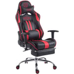 Décoshop26 - Fauteuil de bureau gamer avec repose-pieds extensible mécanisme de bascule en pvc noir / rouge 100002746