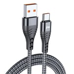 USB C Charger Cable, 66W/6A High Speed USB A to USB C Charging Cable, Nylon Braided USB Type C Wire Lead for Galaxy S22/S21/S20/S10, Pixel 7, Switch, Android Cellphones, Tablets, More (0.5m)