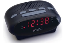 Ices Icr-210, Klockradio, Fm, Pll, Led, 1,52 Cm (0.6"), Svart, 3 V