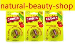 3 x Carmex Cherry Moisturising SPF15 Lip Balm Pot 7.5g, Dry Chapped Cracked Lips