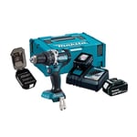 Makita DHP484TJX9 18V Li-ion LXT Brushless 50th Anniversary Combi Drill Complete with 2 x 5.0 Ah Batteries, Charger and Screw Bit Set Supplied in a Makpac Case