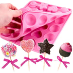 20Pc SILICONE CAKE POP MAKER MOULD Baking Ball Love Heart Star Cupcake Shapes