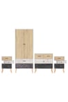 Nordic 2 Door 2 Drawer Wardrobe Bedroom Set