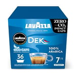 Lavazza, A Modo Mio Dek Cremoso Coffee Capsules, Decaffeinated Coffee Pods Espresso, 100% Arabica, Full and Balanced Taste, Intensity 7/10, Medium Roasting, Compostable, 36 Coffee Capsules