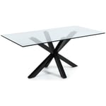 Table de salle à manger Argo rectangulaire 200 x 100 cm en verre et pieds en acier noir - Kave Home