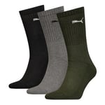 Puma Strømper 3P Sport Crew Socks Svart/Grønn Str 47/49