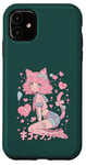 Coque pour iPhone 11 Anime Cat Girl Manga Hearts Kawaii Cute Holiday Valentines