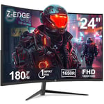 Z-Edge Ecran PC Gamer Incurvé 24'' 180 Hz/165 Hz/144 Hz, FHD(1920x1080), 1ms MPRT, FreeSync, Moniteur Gaming avec DP Câble, 1650R VA, 300cd/m², HDMI 2.1& DP 1.4, Inclinaison Réglable, 178° Angle Vue