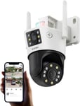 ZOSI Camera Surveillance WiFi Exterieure sans Fil avec Double Objectif, 360° Vue Détection Humaine/Véhicule, Audio Bidirectionnel