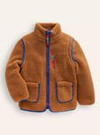 Mini Boden Kids' Faux Sherpa 2-in-1 Jacket, Brown Borg