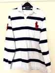 Polo Ralph Lauren boys long sleeve top blue white stripes size M 8-9 Years RP135