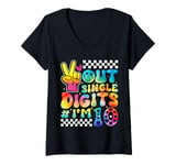 Womens Peace Out Single Digits I'm 10 Birthday Girl 10th Years Old V-Neck T-Shirt