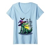 Womens Scary Crocodile Halloween Do one thing everyday that scares V-Neck T-Shirt