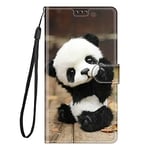 Everainy Coque Compatible pour Huawei P40 Lite 4G Étui Silicone PU Cuir Clapet a Rabat Magnetique Case Cover Support Kickstand Bumper Antichoc Drôle Motif Housse Portefeuille (Panda)