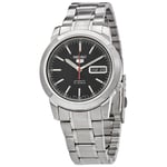 Seiko Mens Automatic Watch with Black Dial Silver Strap SNKE53K1